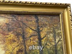 Ancien Tableau Huile Sur Toile Original Signe Casez Paysage Forêt