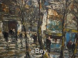 Ancien Tableau Huile Sur Toile Raymond Besse (1899-1969) Montmartre Paris Animé