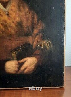 Ancien Tableau Huile Sur Toile Suiveur Rembrandt