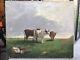 Ancien Tableau Huile Sur Toile Vaches Ferme Planquette XIXEME