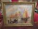 Ancien Tableau Huile Sur Toile Venise Signee A Dechiffrer