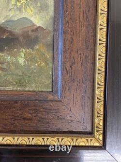 Ancien Tableau Huile sur Bois Femme en Forêt de Fontainebleau Barbizon 19ème