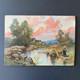 Ancien Tableau Huile sur Bois La Gardienne de chèvres 19ème Signé