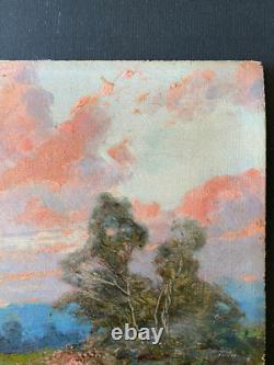 Ancien Tableau Huile sur Bois La Gardienne de chèvres 19ème Signé
