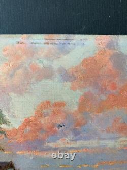 Ancien Tableau Huile sur Bois La Gardienne de chèvres 19ème Signé