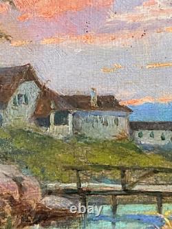 Ancien Tableau Huile sur Bois La Gardienne de chèvres 19ème Signé