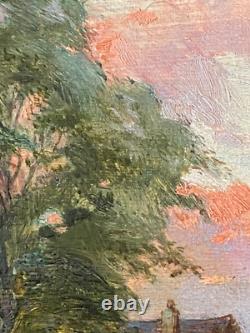 Ancien Tableau Huile sur Bois La Gardienne de chèvres 19ème Signé
