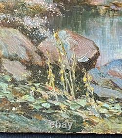 Ancien Tableau Huile sur Bois La Gardienne de chèvres 19ème Signé