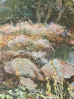 Ancien Tableau Huile sur Bois La Gardienne de chèvres 19ème Signé