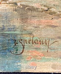 Ancien Tableau Huile sur Bois La Gardienne de chèvres 19ème Signé