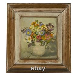Ancien Tableau Huile sur Isorel Bouquet de Fleurs d'Eté Signé André Robert