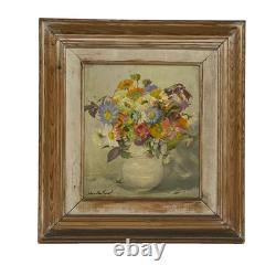 Ancien Tableau Huile sur Isorel Bouquet de Fleurs d'Eté Signé André Robert