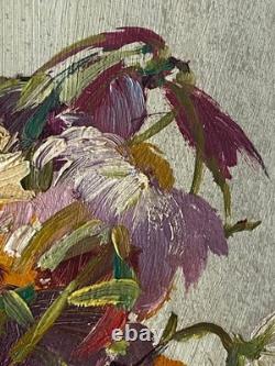 Ancien Tableau Huile sur Isorel Bouquet de Fleurs d'Eté Signé André Robert