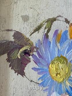 Ancien Tableau Huile sur Isorel Bouquet de Fleurs d'Eté Signé André Robert