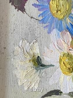 Ancien Tableau Huile sur Isorel Bouquet de Fleurs d'Eté Signé André Robert