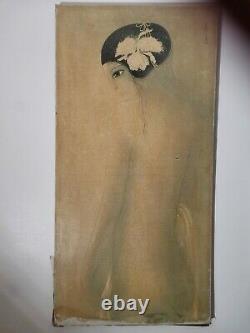 Ancien Tableau / Huile sur toile signée Tran LONG. Portrait Femme Nue