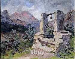 Ancien Tableau Huile/toile Le puits Provençal