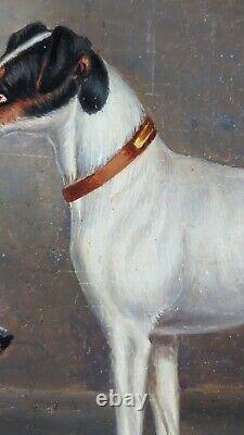 Ancien Tableau Jack Russells Peinture Huile Antique Oil Painting Ölgemälde