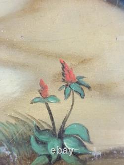 Ancien Tableau Jésus Tombe pour la Deuxième Fois Peinture Huile Oil Painting