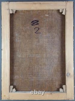 Ancien Tableau Jésus Tombe pour la Deuxième Fois Peinture Huile Oil Painting