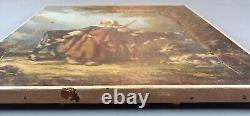 Ancien Tableau Jeune Bergère Peinture Huile Toile Oil Painting Shepherdess