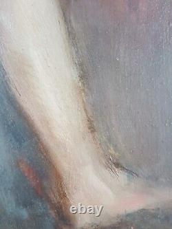Ancien Tableau Jeune Femme Nue au Miroir Peinture Huile Oil Painting Woman