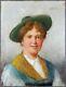 Ancien Tableau Jeune Femme au Chapeau Peinture Huile Antique Painting Dipinto