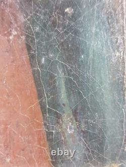 Ancien Tableau Jeune Femme au Panier de Roses Peinture Huile Painting Woman