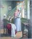 Ancien Tableau Jeune Mère Peinture Huile Maternité Antique Painting Motherhood