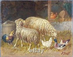 Ancien Tableau Johanna Grell (1850-1934) Peinture Huile Antique Oil Painting