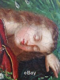 Ancien Tableau L'archange Gabriel Peinture Huile Antique Oil Painting Dipinto