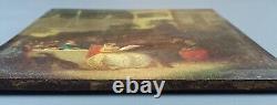 Ancien Tableau La Lecture Peinture Huile Panneau Antique Oil Painting Reading