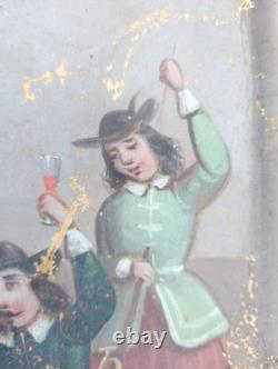 Ancien Tableau Le Siège Peinture Huile Toile Antique Oil Painting Original