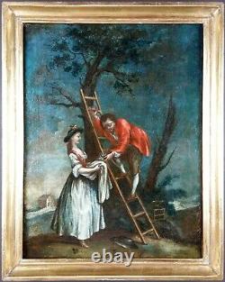 Ancien Tableau Les Oisillons Peinture Huile Antique Oil Painting Altes Gemälde