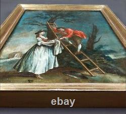 Ancien Tableau Les Oisillons Peinture Huile Antique Oil Painting Altes Gemälde