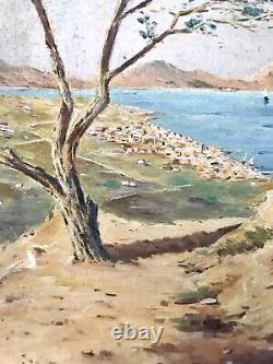 Ancien Tableau Maritime 1917/signée/Lixouzi/île Grecque /Huile/carton ss Cadre