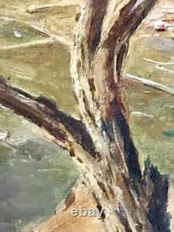 Ancien Tableau Maritime 1917/signée/Lixouzi/île Grecque /Huile/carton ss Cadre