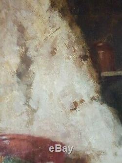Ancien Tableau Mark Langlois (1848-1924) Peinture Huile Antique Oil Painting