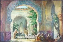 Ancien Tableau Mosquée Peinture Huile Antique Oil Painting