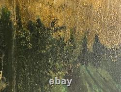 Ancien Tableau Naïf Huile sur Bois Ecole Suisse Paysage Alpin Animé 19ème