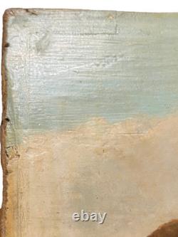 Ancien Tableau Naïf Huile sur Bois Ecole Suisse Paysage Alpin Animé 19ème