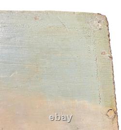 Ancien Tableau Naïf Huile sur Bois Ecole Suisse Paysage Alpin Animé 19ème