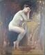 Ancien Tableau Nu Assis Peinture Huile Nu Antique Oil Painting Woman Nude