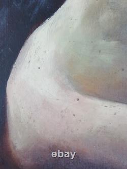 Ancien Tableau Nu Assis Peinture Huile Nu Antique Oil Painting Woman Nude