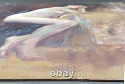 Ancien Tableau Nu Assis Peinture Huile Nu Antique Oil Painting Woman Nude