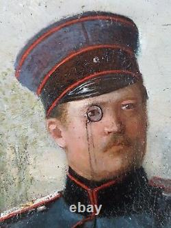Ancien Tableau Officier Prussien Peinture Huile Antique Oil Painting Ölgemälde