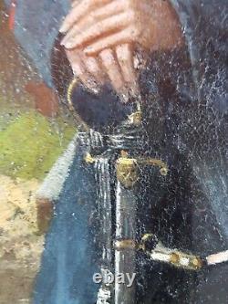Ancien Tableau Officier Prussien Peinture Huile Antique Oil Painting Ölgemälde