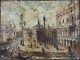 Ancien Tableau Palais des Doges à Venise Peinture Huile Antique Oil Painting