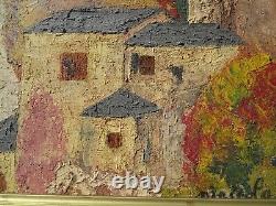 Ancien Tableau Paysage signé Hameau de Paix Huile sur Panneau 61 x 54 cm
