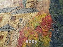 Ancien Tableau Paysage signé Hameau de Paix Huile sur Panneau 61 x 54 cm
